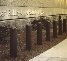 SENTRY Static bollard outside federal building