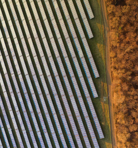 Drone shot of solar panels